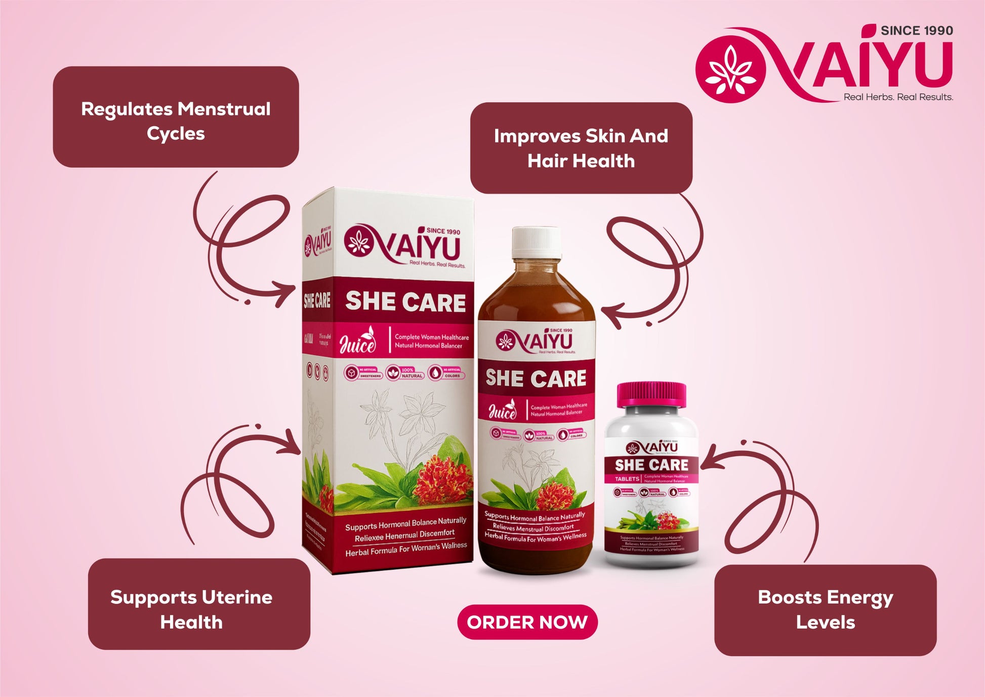 Viayu She Care Combo Pack Juice and Tablets